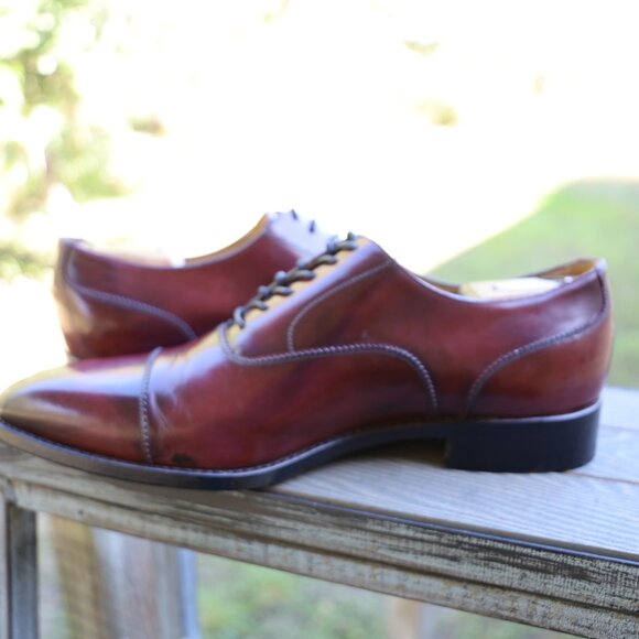 SALE - Calzoleria Harris for Barneys 10.5 Burgundy Burnished Italian Mens Dress main image 10